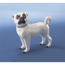 Mops, stehend links,o.Schellen, Bunt staffiert Mops, stehend links,o.Schellen, Bunt staffiert