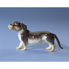 Dachshund stehend n. links, Bunt staffiert