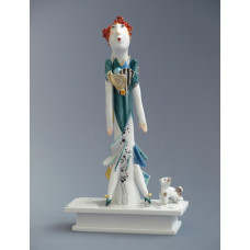 Опера МИТ Хунд Рöhrenfigur, Головни и золото staffiert, выс 28 см