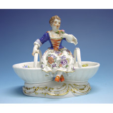 Salzgef&auml;&szlig; м. Ф. О'.Belag,weibl., Бунт и золото staffiert, gestreute бл, пожалуйста;mchen, головни, Л 14 см