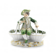 Salzgef&auml;&szlig; м. Ф. Гр, пожалуйста;н унд золото staffiert,ауф vollem гр, пожалуйста нен Weinkranz Goldadern, Л 14 см