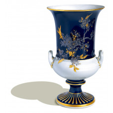 Ваза, Blumenmalerei платин и золото, Königsblau glasiert, Limitierte Kunstwerke, выс 23 см