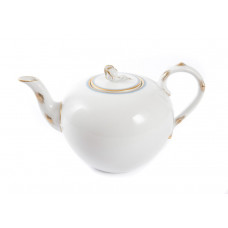 Teekanne, Randdekor, Goldband, farbiges группы, farbiger Spiegelfaden, hellblau, в 1,00 л