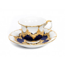 Kaffeetasse м.Е. Кönigsblau glasiert, Goldbronze, лейхт, в 0,16 л