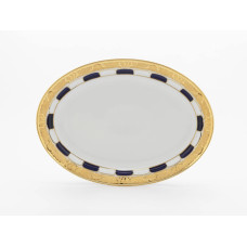 Платт, овал, кönigsblau glasiert, Goldbronze, лейхт, Л 36 см