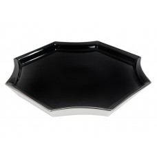Платт,achteckig, Шварц glasiert, Platindekoration, Л 21 см