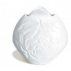 Vase m. Rosenrelief, Weiß, H 27 cm