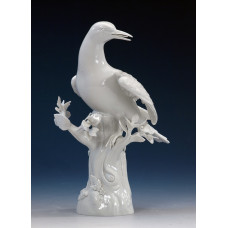 Pirol am Stamm, Weiß, H 25 cm