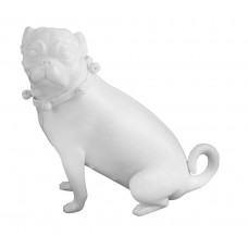 Mops,sitzend links,m.Schellen, Weiß Mops,sitzend links,m.Schellen, Weiß