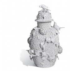 Vase mit Schneeballblüten, H 53 cm