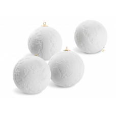 Weihnachtskugel mit Relief, weiß, Bisquit, Ø 7 cm