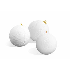 Weihnachtskugel mit Relief Weihnachtskrippe, weiß, bisquit, Ø 7 cm