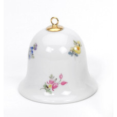 Miniatur-Glocke, Gestreute Bl&uuml;mchen, bunt, wei&szlig;er Rand, H 5 cm