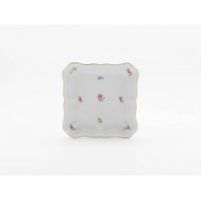 Beilageschale viereckig, Gestreute Blümchen, bunt, Goldrand, L 17,5 cm