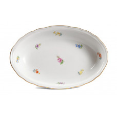Beilageschale oval, Gestreute Blümchen, bunt, Goldrand, L 25 cm