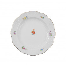 Teller, Gestreute Blümchen, bunt, Goldrand, 18 cm