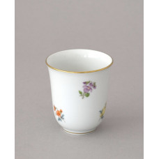 Becher, Gestreute Blümchen, bunt, Goldrand, H 6,5 cm