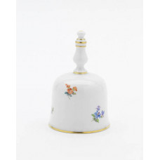 Tischglocke, Gestreute Blümchen, bunt, Goldrand, H 11 cm