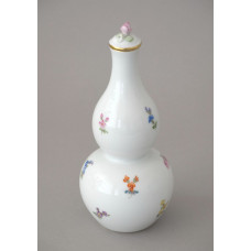 Flakon, Gestreute Blümchen, bunt, Goldrand, 21 cm