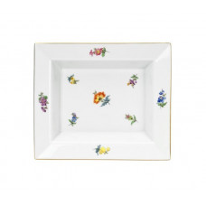 Vide-poche mittel, Gestreute Blümchen, bunt, Goldrand, 16 x 13,5 cm