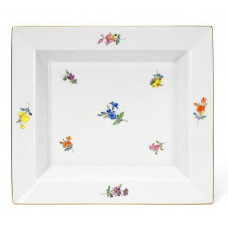 Vide-poche groß, Gestreute Blümchen, bunt, Goldrand, 21 x 18,5 cm