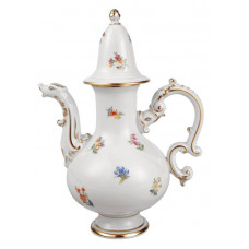 Kanne, Gestreute Blümchen, bunt, Goldrand, 0,9 l