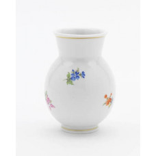 Vase, Gestreute Blümchen, bunt, Goldfaden bzw. Goldreifen, H 10,5 cm