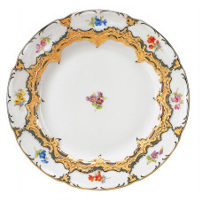 Speiseteller, Gestreute Blümchen, bunt, Goldbronze, leicht, ø 25 cm