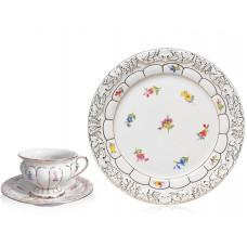 Speiseteller, Gestreute Blümchen, bunt, Gold angespitzt, ø 28 cm