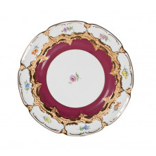 Speiseteller, Gestreute Blümchen, bunt, purpur glasiert, Goldbronze, leicht, ø 25 cm