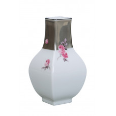 Vase, Purpur Röschen im Platinfond, H 13 cm