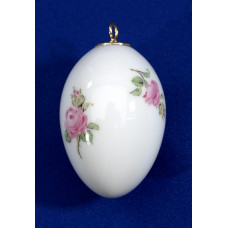 Miniatur-Ei, Gestreute Röschen, bunt, weißer Rand, H 4,5 cm