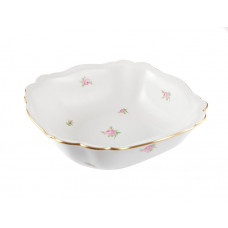 Sch&uuml;ssel, eckig, Gestreute R&ouml;schen, bunt, Goldrand, 29 cm