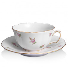 Teetasse m.U., Gestreute Röschen, bunt, Goldrand, V 0,20 l