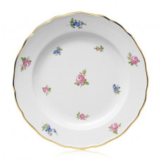 Speiseteller, Gestreute Röschen u. Vergißmeinnicht, bunt, Goldrand, ø 28 cm