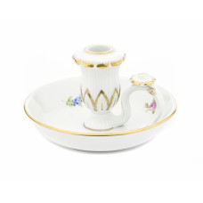 Leuchter, Gestreute Röschen u. Vergißmeinnicht, bunt, Goldrand, H 7 cm