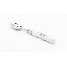 Kaffeelöffel, Rose mitte, bunt, weißer Rand,