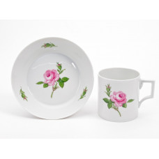 Kaffeetasse m.U., Rose mitte, bunt, weißer Rand, V 0,2 l