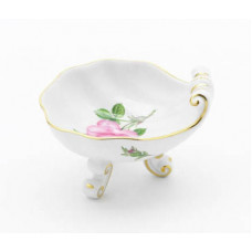 Salzgef&auml;&szlig;, Rose mitte, bunt, Goldrand, 8x7 cm