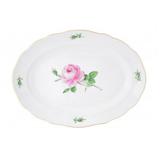 Platte, oval, Rose mitte, bunt, Goldrand, L 28,5 cm