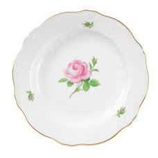 Teller, Rose mitte, bunt, Goldrand, 18 cm