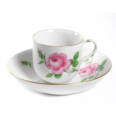 Kaffeetasse m.U., Rose mitte, bunt, Goldrand, 0,2 l