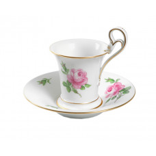 Kaffeetasse m.U., Rose mitte, bunt, Goldrand, 0,09 l