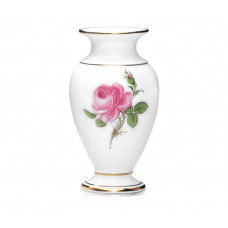 Vase, Rose mitte, bunt, Goldrand, H 13 cm