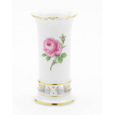 Vase, Rose mitte, bunt, Goldrand, H 14 cm