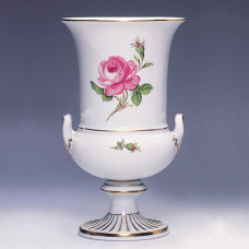 Vase, Rose mitte, bunt, Goldrand, H 23 cm
