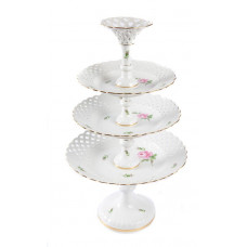 Etagere,durchbr. mit Vase, Rose mitte, bunt, Goldrand, 62,5 cm