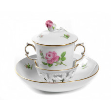 Tasse m.D.m.U., Rose mitte, bunt, Goldrand, 0,13 l