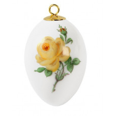 Miniatur-Ei, Rose mitte, gelb, wei&szlig;er Rand, H 4,5 cm