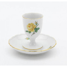 Eierbecher, Rose mitte, gelb, Goldrand, H 8,5 cm